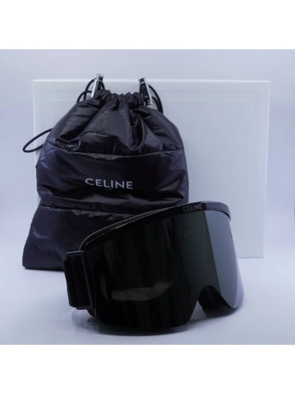Celine CL40302U SKI MASK 01C Black Shield Frame, Grey Mirror Lenses